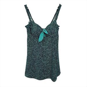 Maxine of Hollywood Navy with Teal Dots Swim Dress